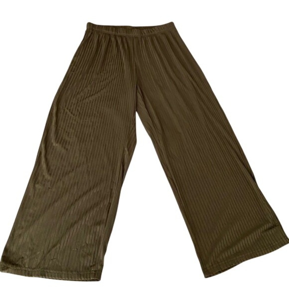 Emery‎ Rose Olive Green Pleated Wide Leg Pants Elastic Waist Womens Size 0XL